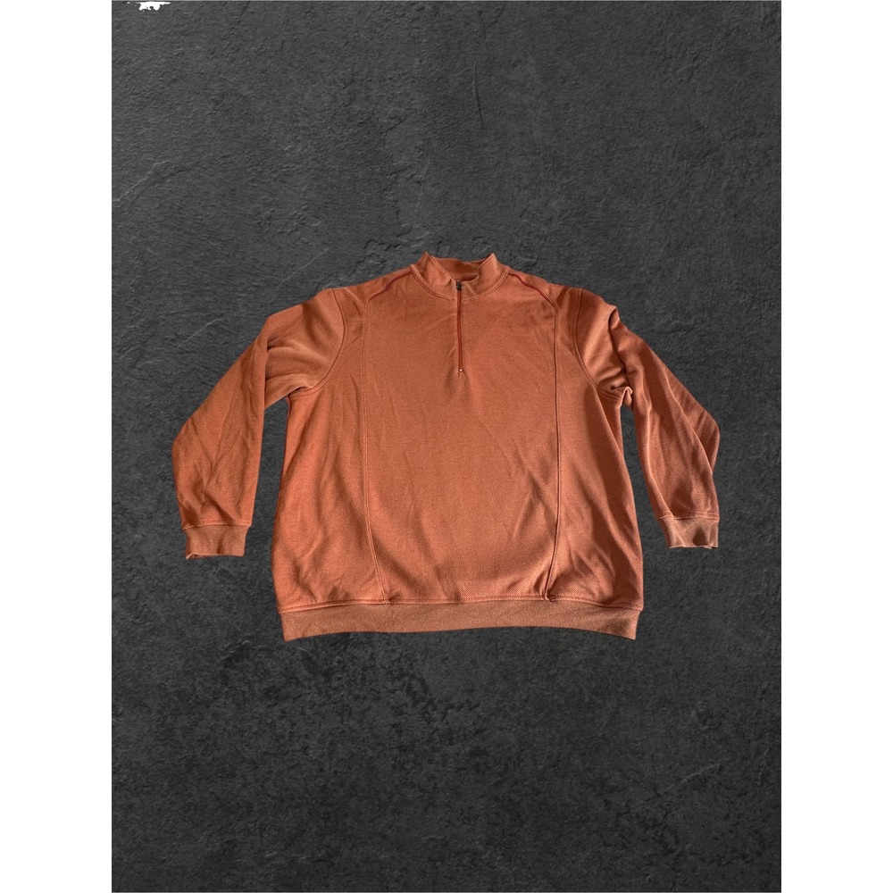 Pro Tour Quarter Zip Pullover Mens XL Muted Orange Waffle Knit BK1179 Long Slv